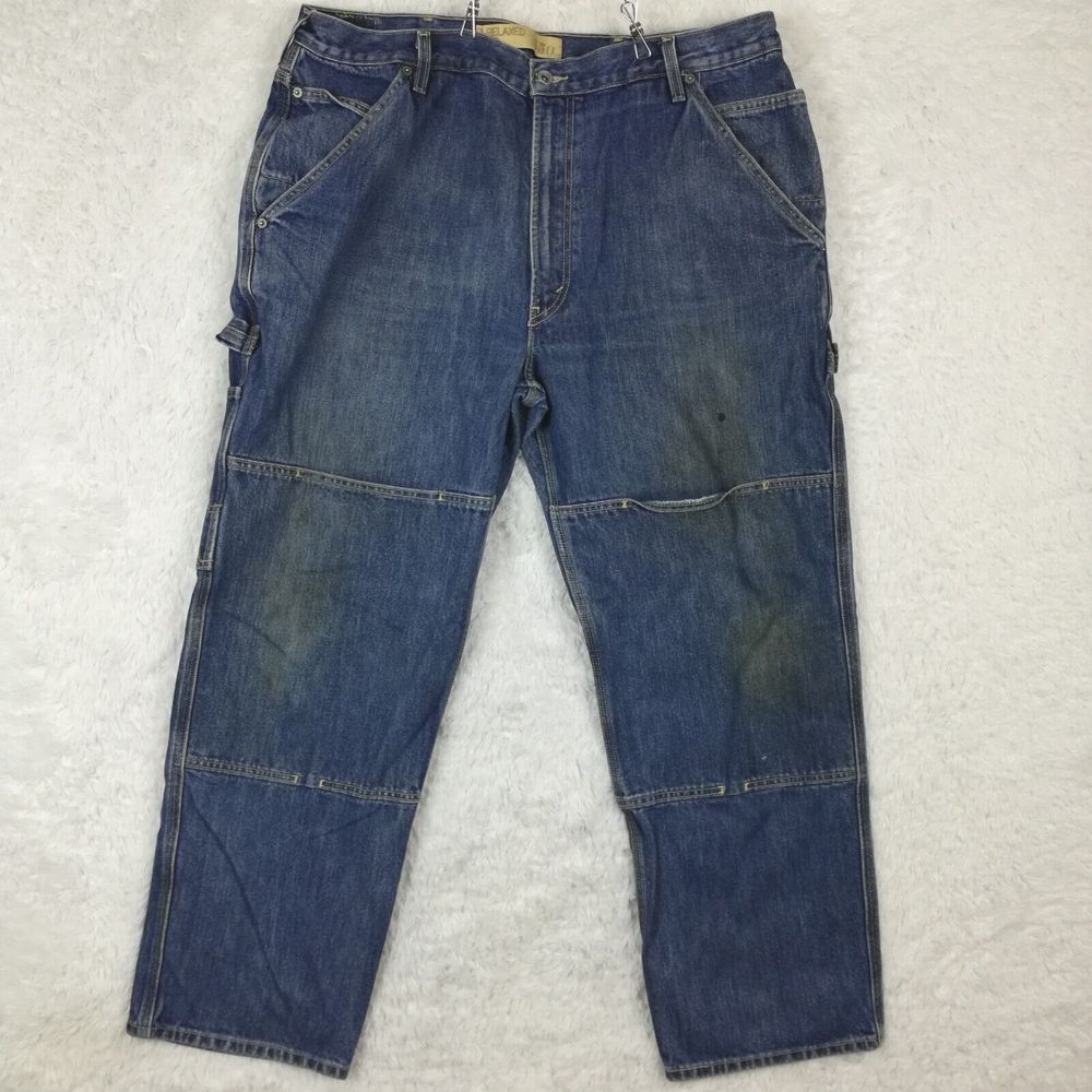 Vintage Levi's Mens Jeans Double Knee Utility Carpenter Relaxed Denim Blue 40x30